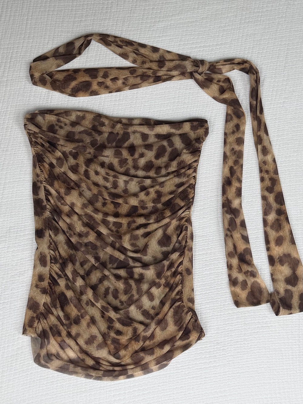 Viral Zara Cheetah Print Mesh Tube Top with Scarf - Picture 3 of 6